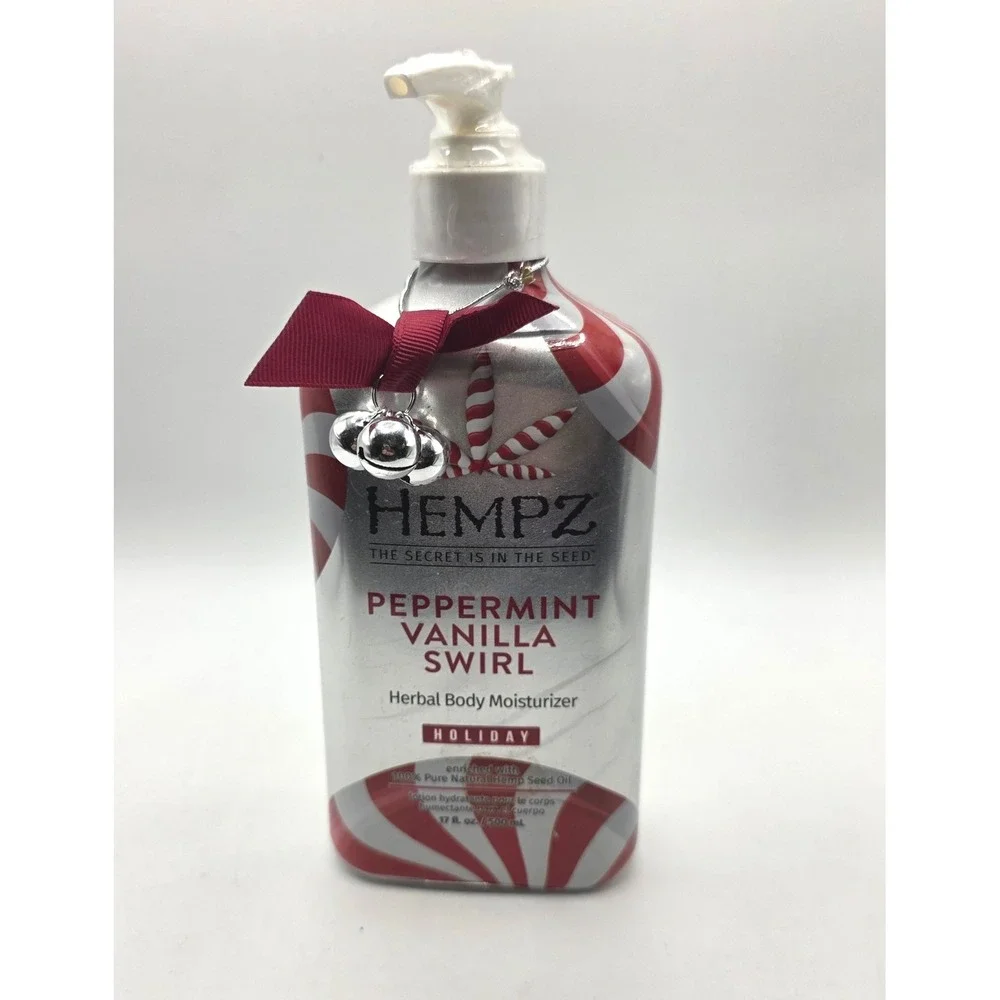 Hempz Peppermint Vanilla Swirl Herbal Body Moisturizer 17oz Holiday Edition New